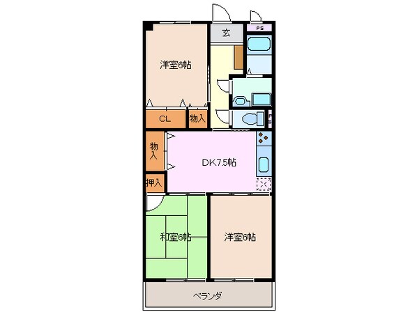 赤堀駅 徒歩5分 2階の物件間取画像